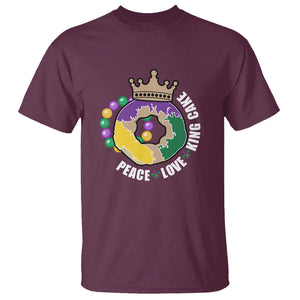 Mardi Gras T Shirt Peace Love King Cake Party Carnival Costume TS02 Maroon Printyourwear