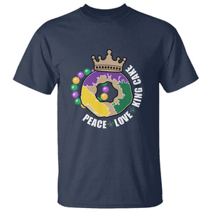 Mardi Gras T Shirt Peace Love King Cake Party Carnival Costume TS02 Navy Printyourwear