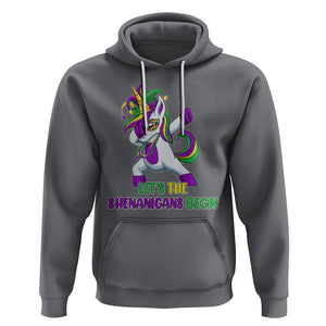 Mardi Gras Hoodie Let The Shenanigans Begin Dabbing Unicorn Costume TS02 Charcoal Printyourwear