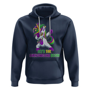 Mardi Gras Hoodie Let The Shenanigans Begin Dabbing Unicorn Costume TS02 Navy Printyourwear