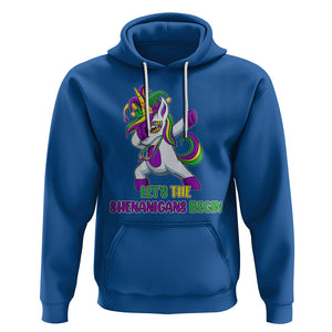 Mardi Gras Hoodie Let The Shenanigans Begin Dabbing Unicorn Costume TS02 Royal Blue Printyourwear