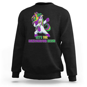 Mardi Gras Sweatshirt Let The Shenanigans Begin Dabbing Unicorn Costume TS02 Black Printyourwear