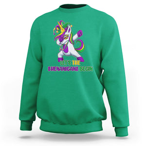 Mardi Gras Sweatshirt Let The Shenanigans Begin Dabbing Unicorn Costume TS02 Irish Green Printyourwear