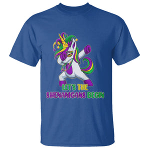 Mardi Gras T Shirt Let The Shenanigans Begin Dabbing Unicorn Costume TS02 Royal Blue Printyourwear