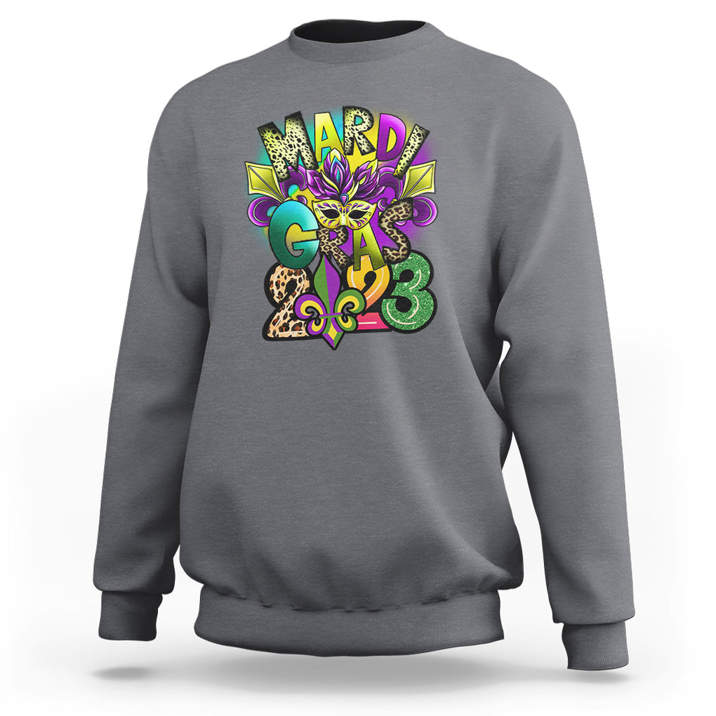 Mardi Gras 2024 Sweatshirt Carnival Squad Costume Mask TS02 Charcoal Printyourwear