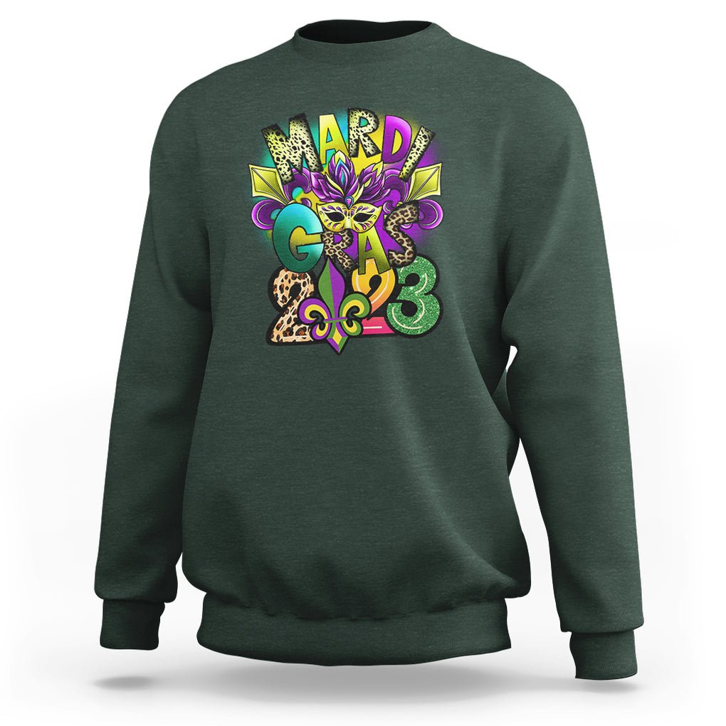 Mardi Gras 2024 Sweatshirt Carnival Squad Costume Mask TS02 Dark Forest Green Printyourwear