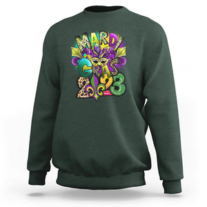 Mardi Gras 2024 Sweatshirt Carnival Squad Costume Mask TS02 Dark Forest Green Printyourwear