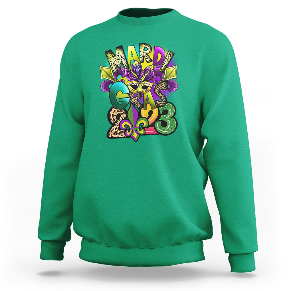 Mardi Gras 2024 Sweatshirt Carnival Squad Costume Mask TS02 Irish Green Printyourwear