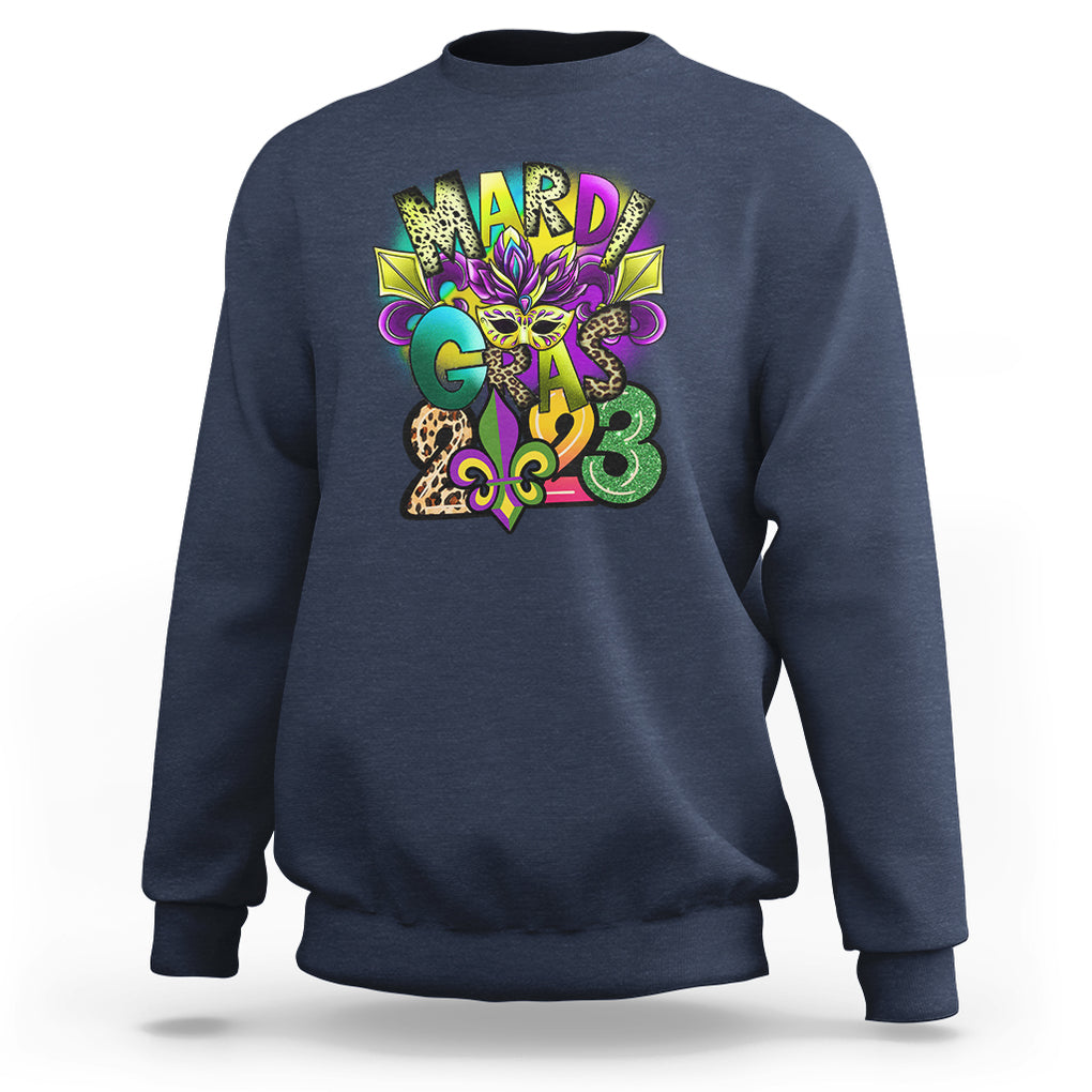 Mardi Gras 2024 Sweatshirt Carnival Squad Costume Mask TS02 Navy Printyourwear
