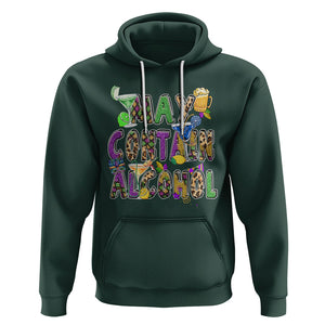 Funny Mardi Gras Hoodie Warning May Contain Alcohol Party Drinking Team TS02 Dark Forest Green Printyourwear