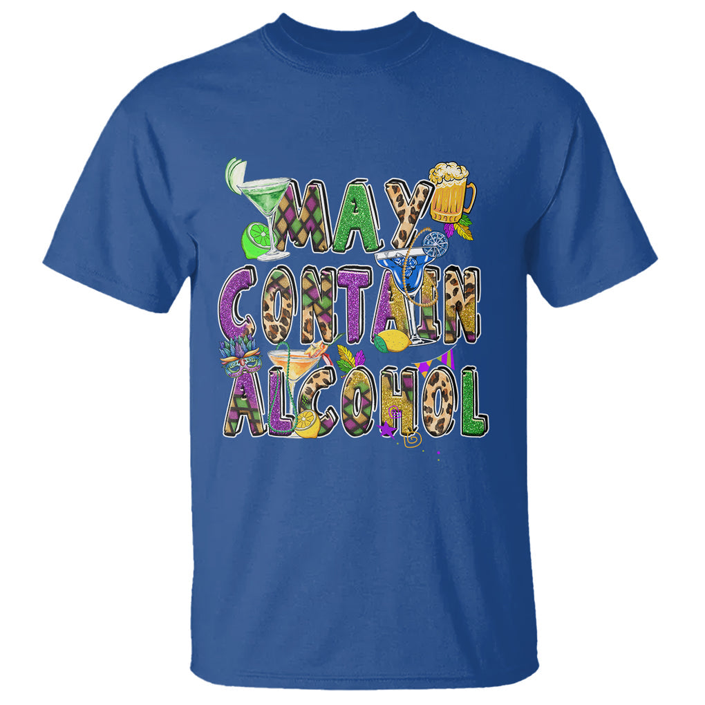 Funny Mardi Gras T Shirt Warning May Contain Alcohol Party Drinking Team TS02 Royal Blue Printyourwear