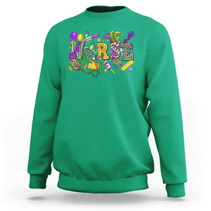 Mardi Gras Nurse Sweatshirt Carnival Costume Mask Beads Bling TS02 Irish Green Printyourwear