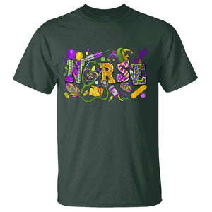 Mardi Gras Nurse T Shirt Carnival Costume Mask Beads Bling TS02 Dark Forest Green Printyourwear