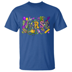 Mardi Gras Nurse T Shirt Carnival Costume Mask Beads Bling TS02 Royal Blue Printyourwear