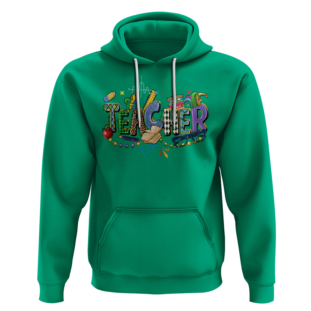 Mardi Gras Teacher Hoodie Carnival Costume Mask Beads TS02 Irish Green Printyourwear
