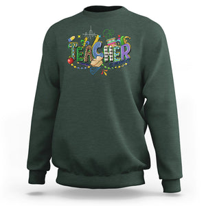 Mardi Gras Teacher Sweatshirt Carnival Costume Mask Beads TS02 Dark Forest Green Printyourwear