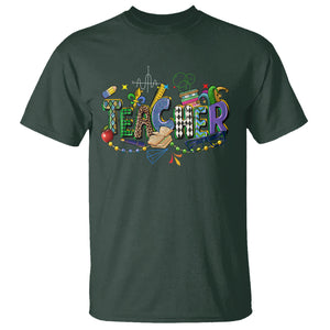 Mardi Gras Teacher T Shirt Carnival Costume Mask Beads TS02 Dark Forest Green Printyourwear