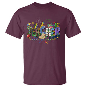 Mardi Gras Teacher T Shirt Carnival Costume Mask Beads TS02 Maroon Printyourwear