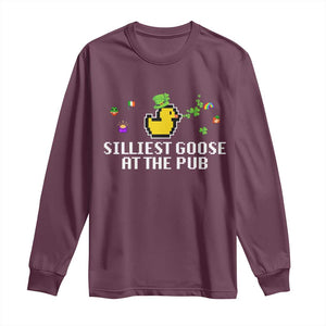 Funny St Patricks Day Long Sleeve Shirt Silliest Goose At The Pub Funny St. Patricks Day TS02 Maroon Print Your Wear