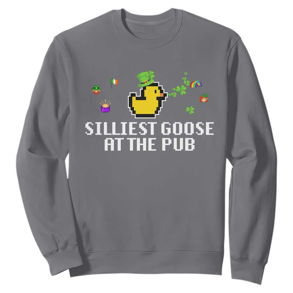 Funny St Patricks Day Sweatshirt Silliest Goose At The Pub Funny St. Patricks Day TS02 Charcoal Print Your Wear