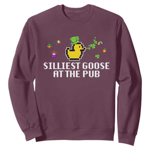 Funny St Patricks Day Sweatshirt Silliest Goose At The Pub Funny St. Patricks Day TS02 Maroon Print Your Wear