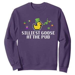 Funny St Patricks Day Sweatshirt Silliest Goose At The Pub Funny St. Patricks Day TS02 Purple Print Your Wear