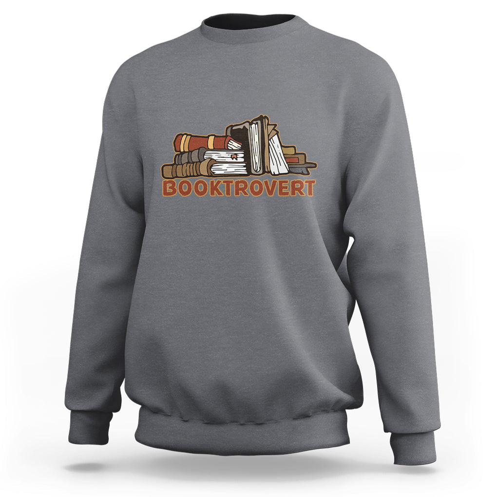 Funny Book Lover Sweatshirt Booktrovert Definition Books Reader Reading TS02 Charcoal Printyourwear