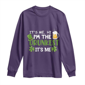 Funny St Patricks Day Drinking Long Sleeve Shirt It's Me Hi I'm The Drunkest Beers Lovers TS02 Purple Print Your Wear