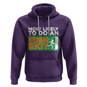 Funny St. Patricks Day Hoodie Most Likely To Do An Irish Exit TS02 Purple Printyourwear