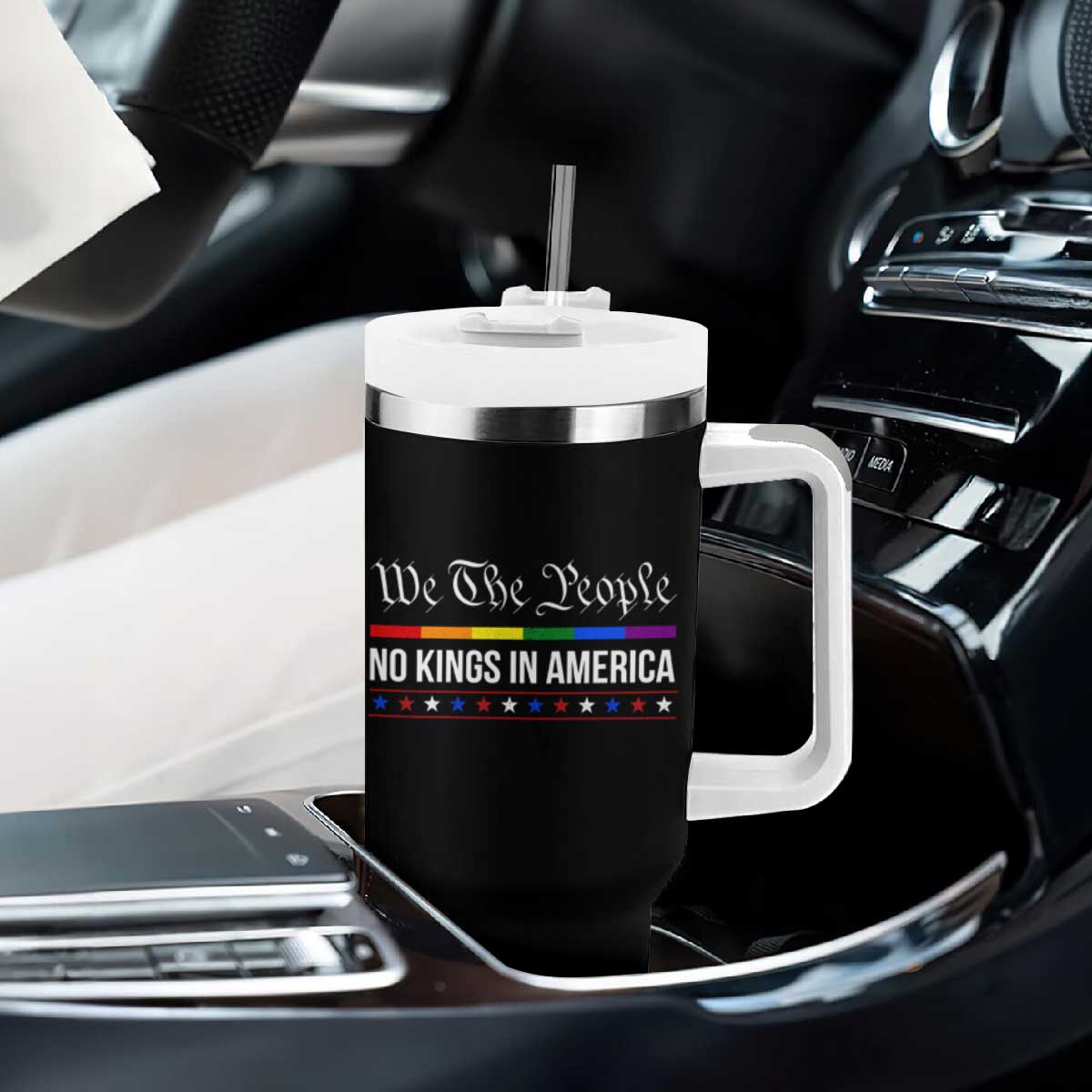 No Kings In America Tumbler With Handle We The People TS02 Print Your Wear