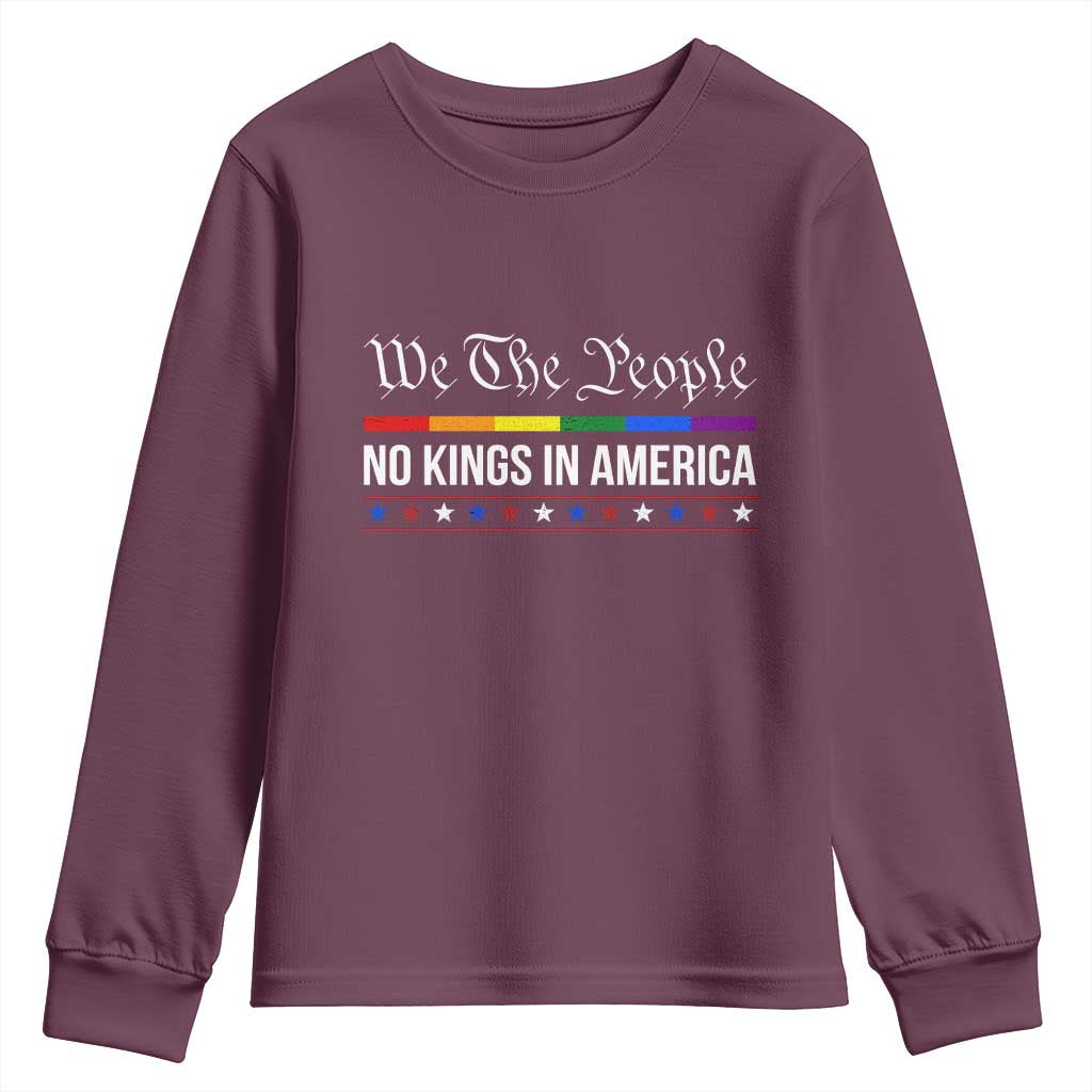 No Kings In America Youth Sweatshirt We The People TS02 Maroon Print Your Wear
