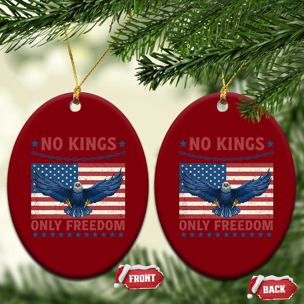 No Kings Only Freedom Ceramic Ornament American Flag Bald Eagle Retro Vintage TS02 Print Your Wear