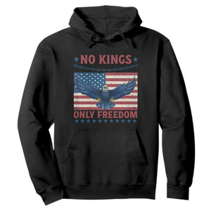 No Kings Only Freedom Hoodie American Flag Bald Eagle Retro Vintage TS02 Black Print Your Wear