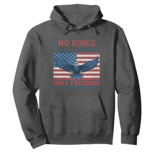 No Kings Only Freedom Hoodie American Flag Bald Eagle Retro Vintage TS02 Dark Heather Print Your Wear