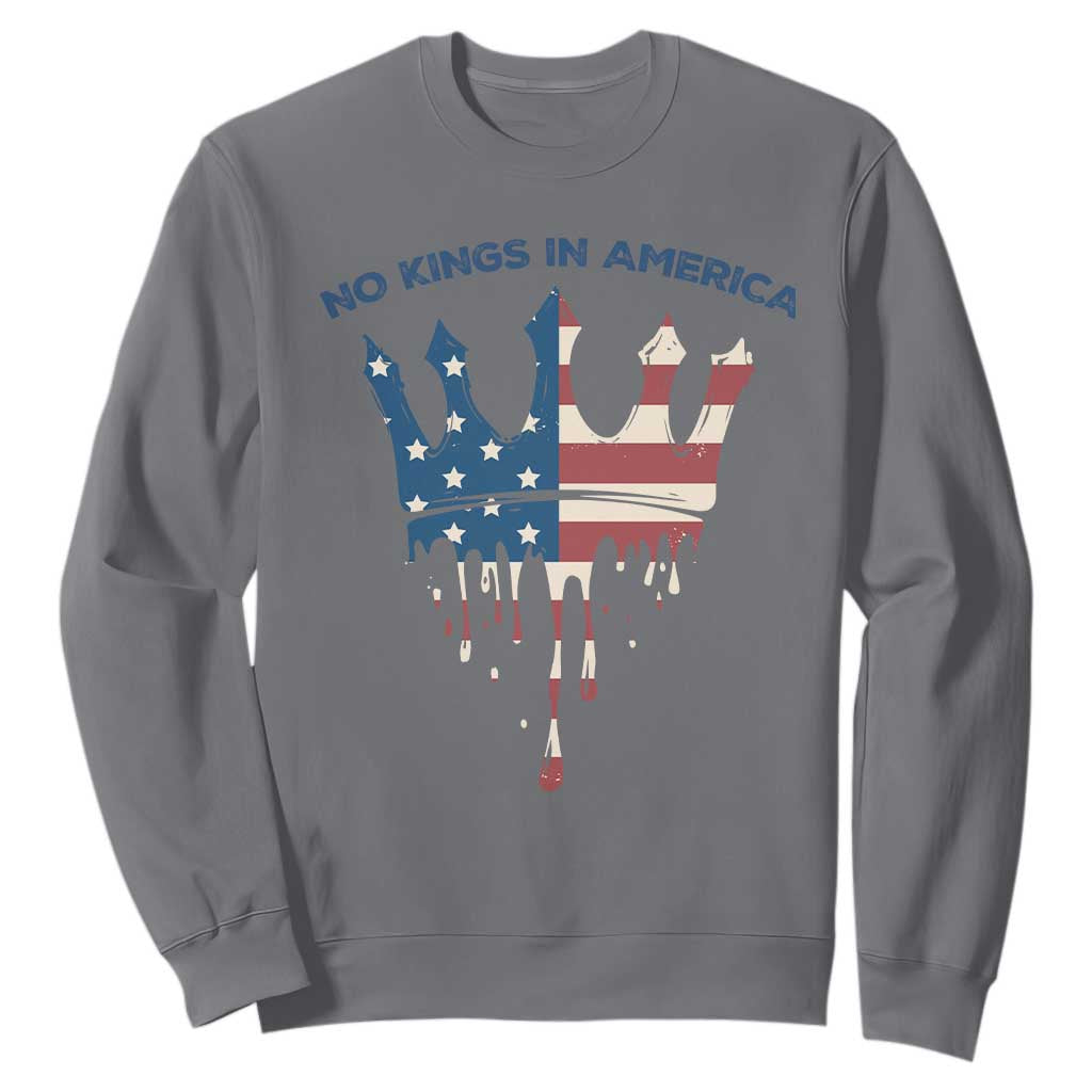 No Kings In America Sweatshirt Dripping Crown TS02 Charcoal Print Your Wear
