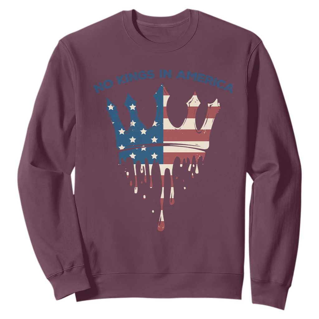 No Kings In America Sweatshirt Dripping Crown TS02 Maroon Print Your Wear