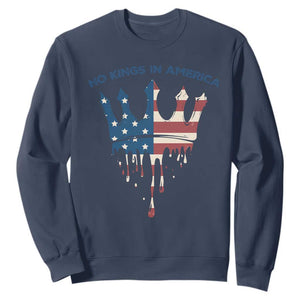 No Kings In America Sweatshirt Dripping Crown TS02 Navy Print Your Wear