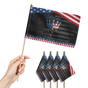 No Kings In America Patriotic Handheld Flag Dripping Crown TS02 Print Your Wear