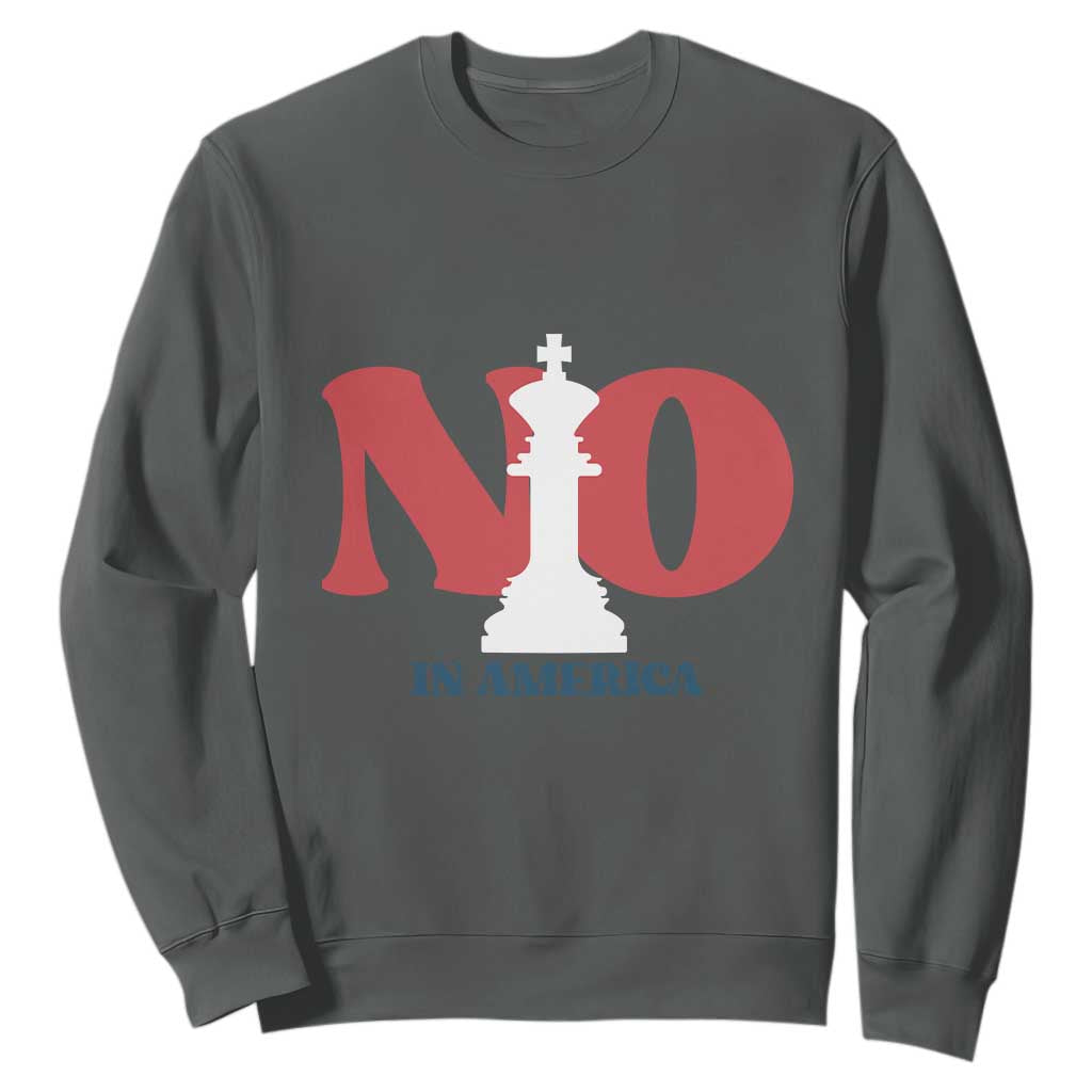 No Kings In America Chess Sweatshirt White King TS02 Dark Heather Print Your Wear