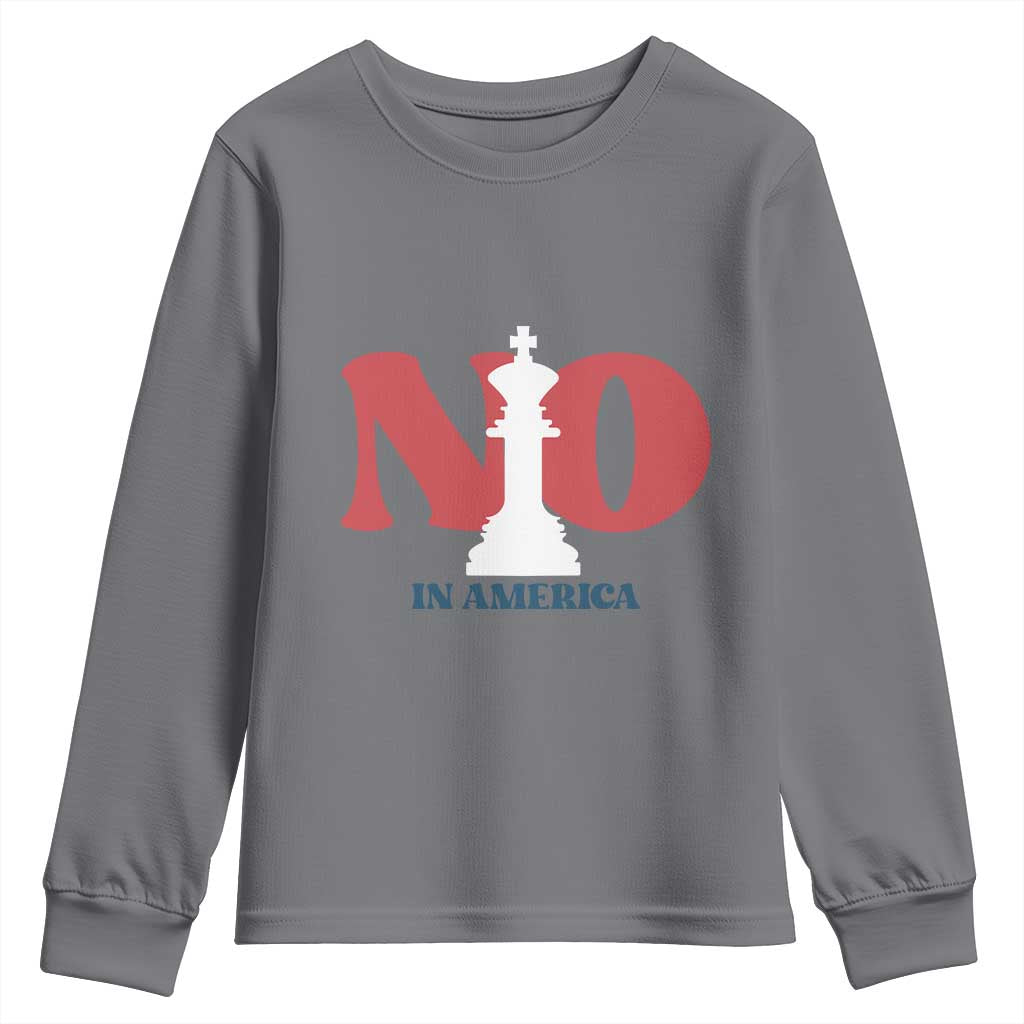 No Kings In America Chess Youth Sweatshirt White King TS02 Charcoal Print Your Wear
