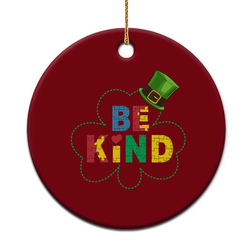Lucky Shamrock Be Kind Ceramic Ornament Autism Leprechaun St Patricks Day TS02 1pc Red Print Your Wear