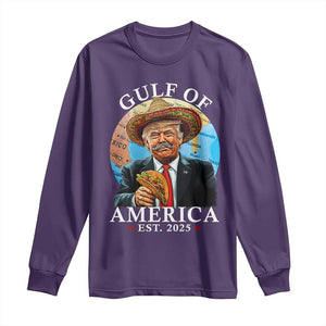 Funny Trump Gulf Of America Long Sleeve Shirt Mexico Sombrebro Tacos US 2025 TS02 Purple Print Your Wear