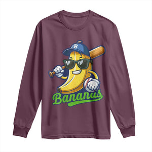 Cute Banana Graphics Long Sleeve Shirt Funny Sports Baseball Lover TS02 Maroon Print Your Wear