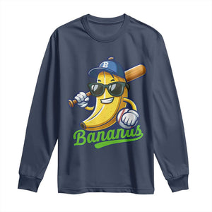 Cute Banana Graphics Long Sleeve Shirt Funny Sports Baseball Lover TS02 Navy Print Your Wear