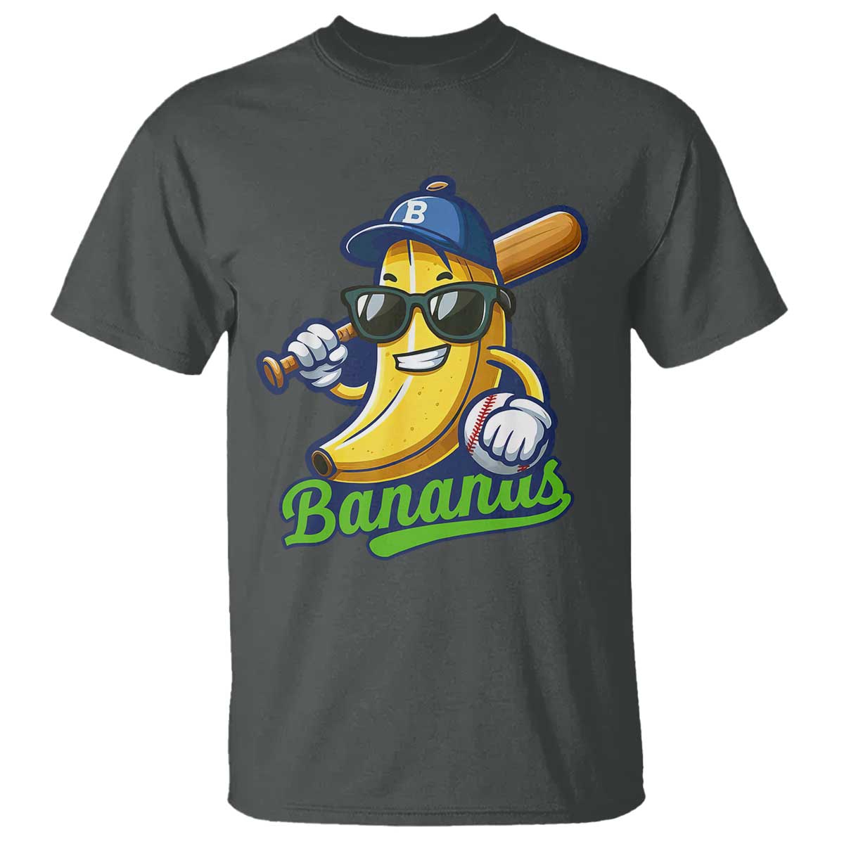 Cute Banana Graphics T Shirt Funny Sports Baseball Lover TS02 Dark Heather Print Your Wear