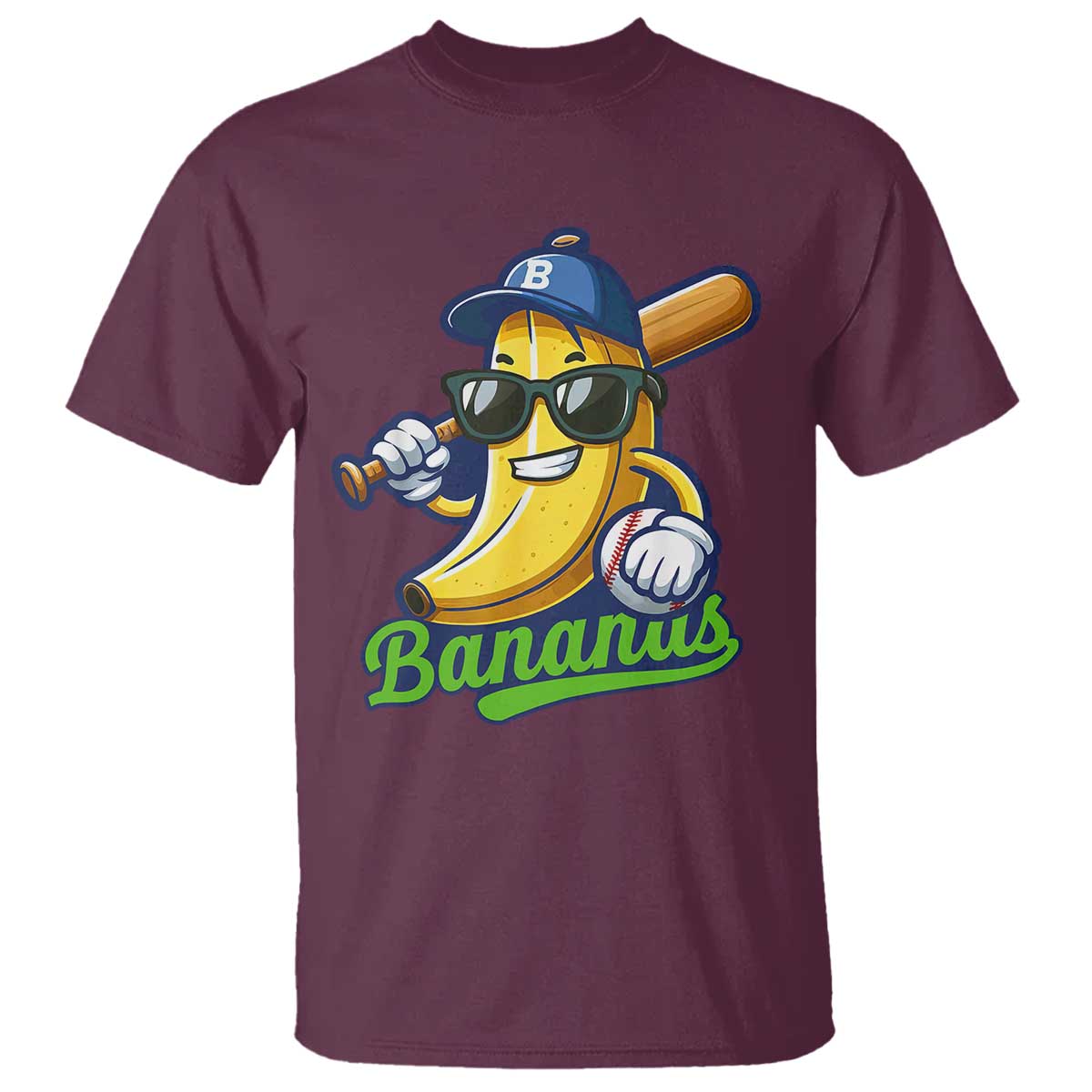 Cute Banana Graphics T Shirt Funny Sports Baseball Lover TS02 Maroon Print Your Wear