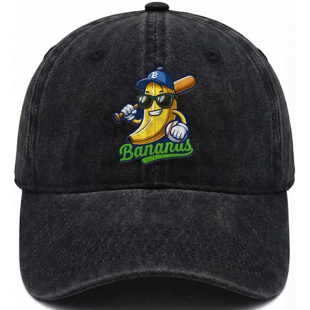 Cute Banana Graphics Washed Cotton Baseball Cap Funny Sports Baseball Lover TS02 Washed Cap Universal Fit Black Print Your Wear
