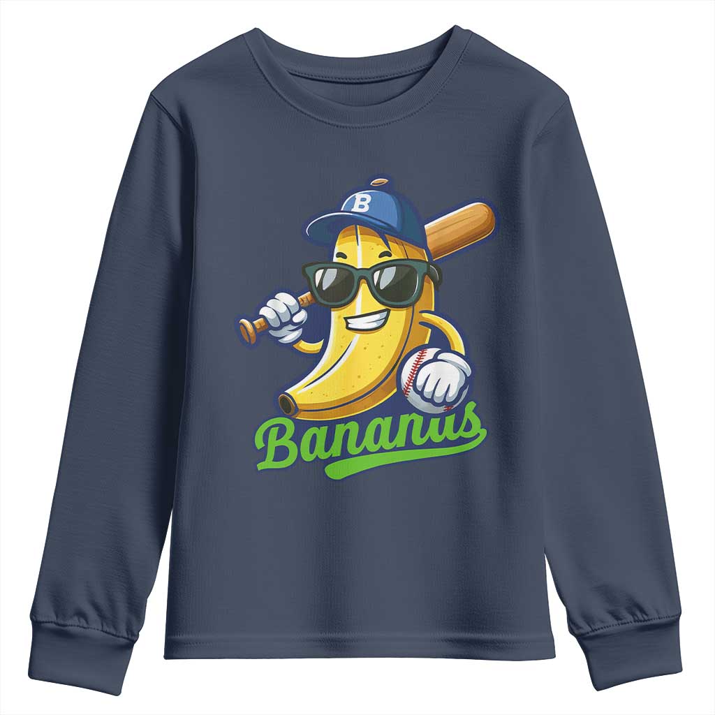 Cute Banana Graphics Youth Sweatshirt Funny Sports Baseball Lover TS02 Navy Print Your Wear