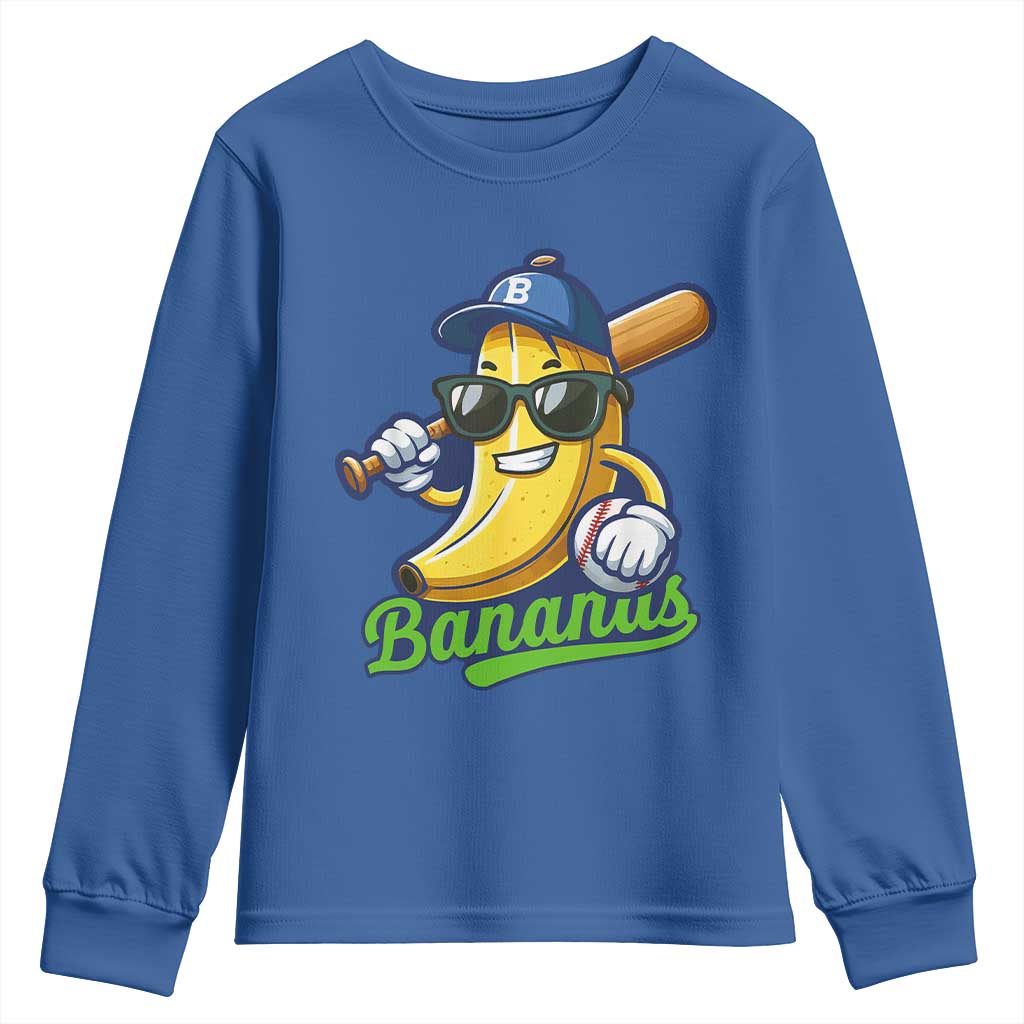 Cute Banana Graphics Youth Sweatshirt Funny Sports Baseball Lover TS02 Royal Blue Print Your Wear