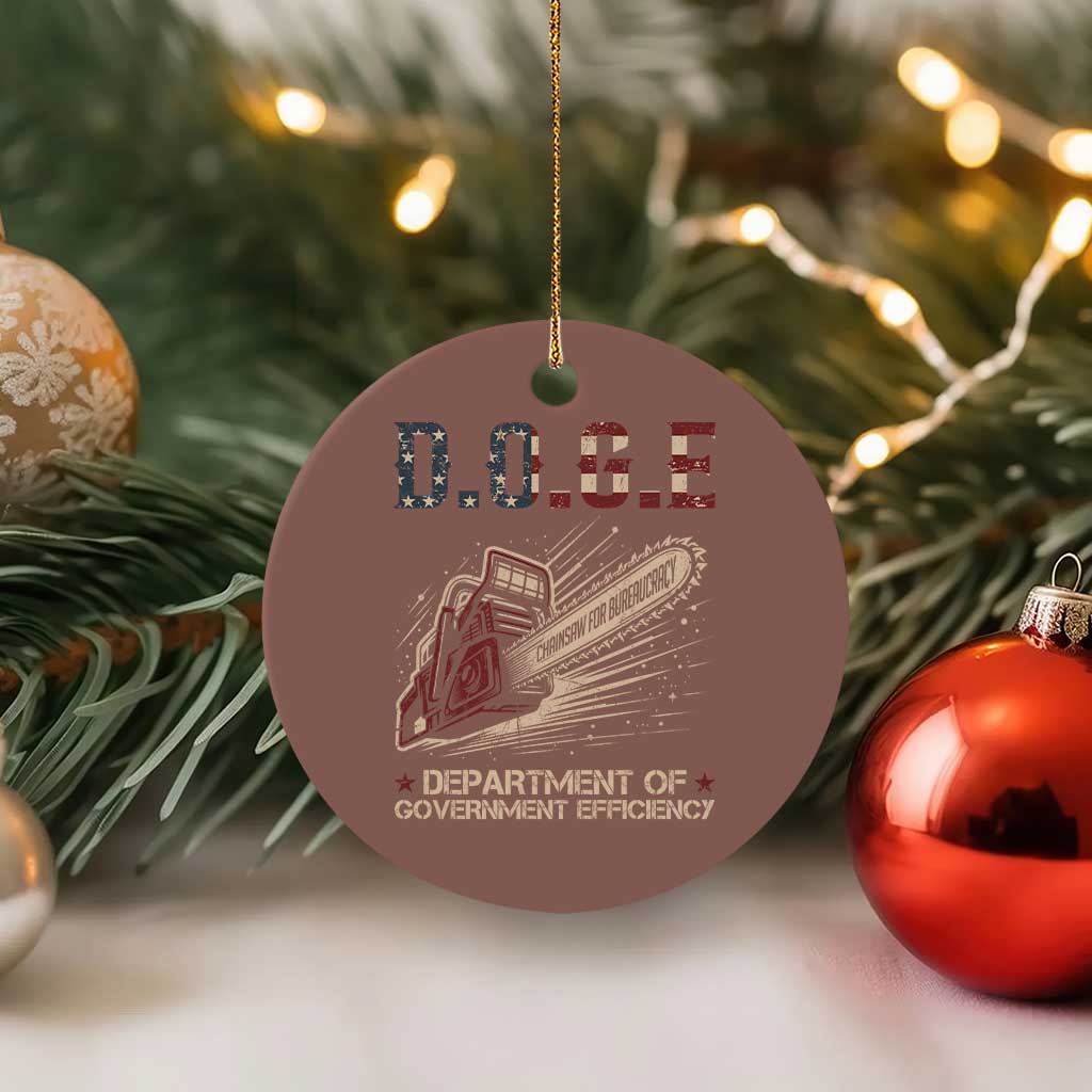 Chainsaw For Bureaucracy Ceramic Ornament Funny DOGE USA Flag TS02 1pc Mocha Print Your Wear